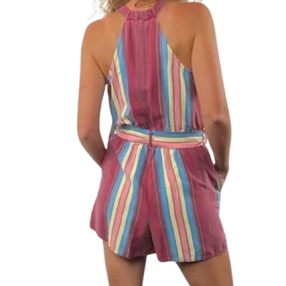 NWT! Colorful Striped Cute Short V Neck Romper in Women’s Medium - Picture 2 of 9